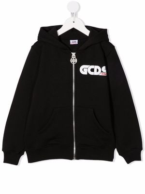 Gcds Kids logo-print zip-up hoodie - Black