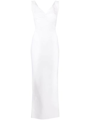 Herve L. Leroux v-neck bandage gown - White