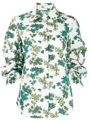 Victoria Victoria Beckham floral print gathered sleeve shirt - Green