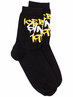 Iceberg graffiti logo stretch-cotton socks - Black