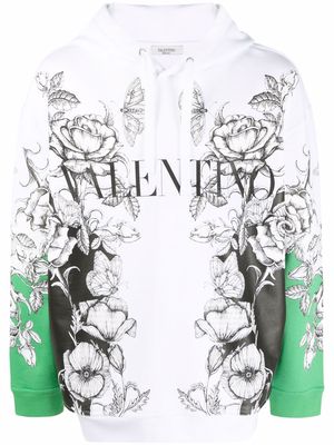 Valentino Dark Blooming print hoodie - White