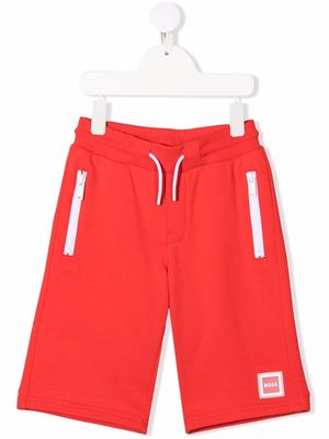 BOSS Kidswear logo-patch track shorts - Red