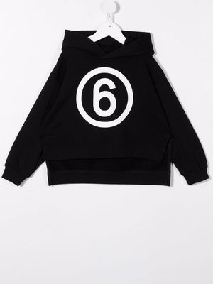 MM6 Maison Margiela Kids logo-print pullover hoodie - Black