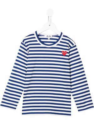 Comme Des Garçons Play Kids chest logo-patch T-shirt - Blue