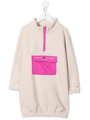 Tommy Hilfiger Junior colour-block half zip dress - Neutrals