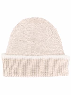 Barrie cashmere ribbed beanie - Neutrals