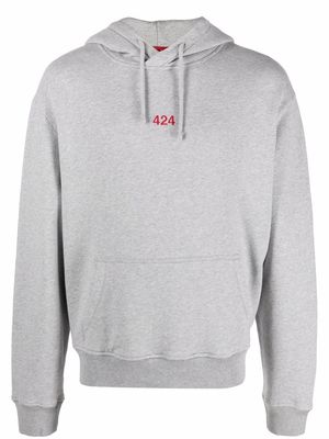 424 logo-embroidered cotton hoodie - Grey