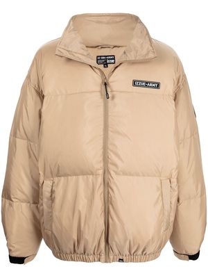 izzue hooded zip-up padded jacket - Neutrals
