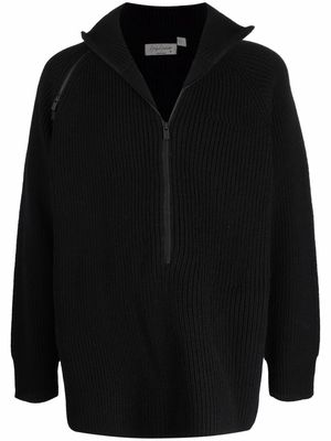 Yohji Yamamoto purl-knit zipped jumper - Black
