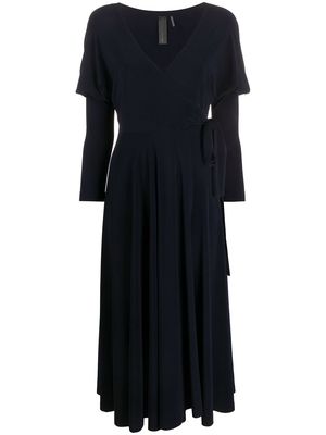Norma Kamali layered wrap dress - Blue
