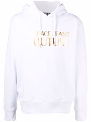 Versace Jeans Couture logo-print metallic hoodie - White