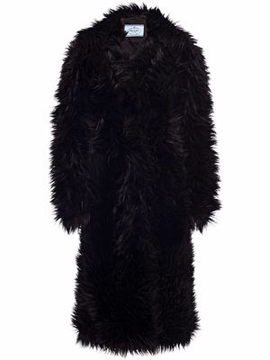 Prada single-breasted faux-fur coat - Black