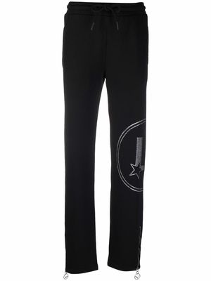 Lourdes crystal-logo ankle zip trousers - Black