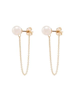 Mateo 14kt gold pearl chain earrings - YELLOW GOLD