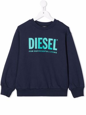 Diesel Kids logo-print cotton sweatshirt - Blue