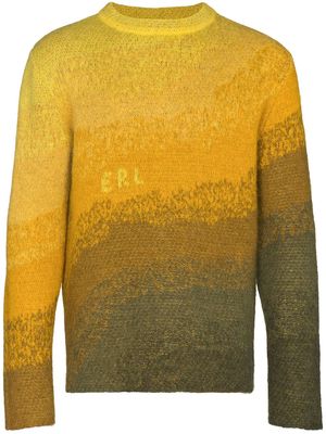 ERL logo embroidered gradient-knit jumper - Yellow