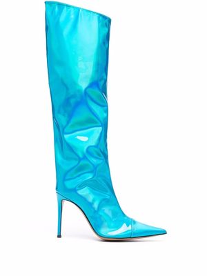 Alexandre Vauthier metallic pointed-toe boots - Blue