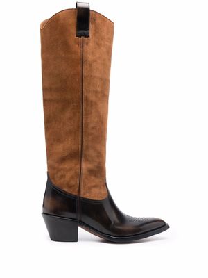 Buttero two-tone pointed boots - Brown