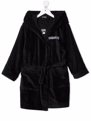 Dsquared2 Kids embroidered-Icon robe - Black