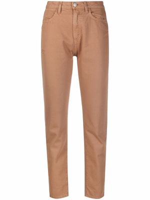 ICON DENIM logo-patch straight-leg trousers - Neutrals