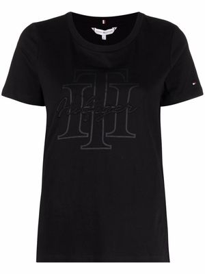 Tommy Hilfiger tonal-logo crewneck T-shirt - Black