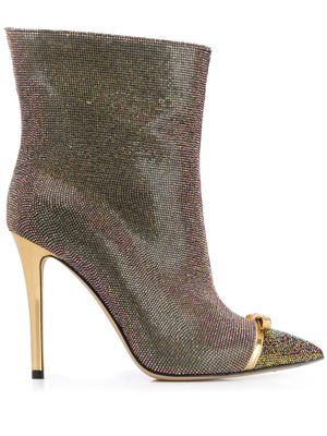 Marco De Vincenzo iridescent studded 100mm leather boots - Gold