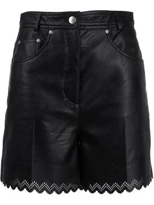 Stella McCartney leather-effect scalloped shorts - Black