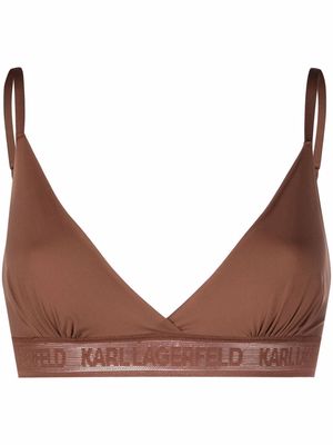 Karl Lagerfeld logo triangle bra - Brown