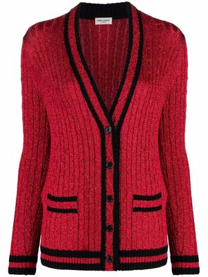 Saint Laurent cable knit cardigan - Red