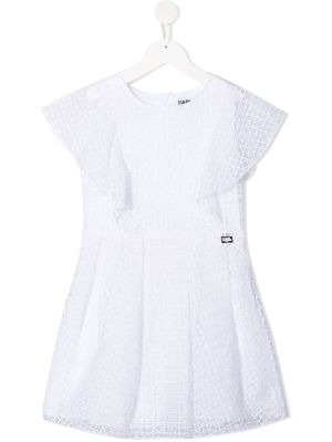 Karl Lagerfeld Kids ruffle-trimmed patterned dress - White