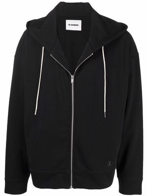 Jil Sander zipped cotton hoodie - Black