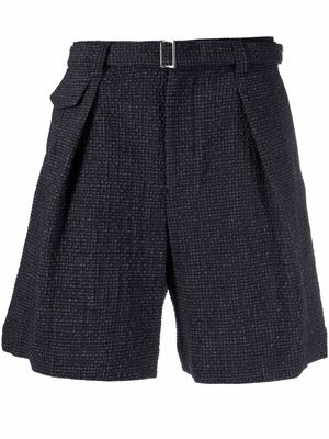 Emporio Armani textured belted tailored shorts - Blue