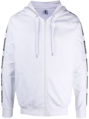 Moschino logo-tape zip-up hoodie - White