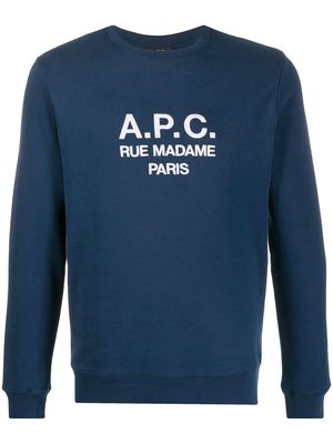 A.P.C. embroidered logo sweatshirt - Blue