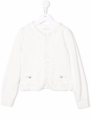 Monnalisa ruffle-trimmed jacket - White
