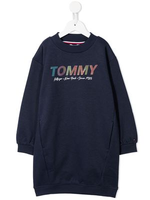 Tommy Hilfiger Junior metallic logo sweatshirt dress - Blue
