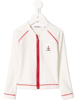 Familiar contrast stitch track jacket - White
