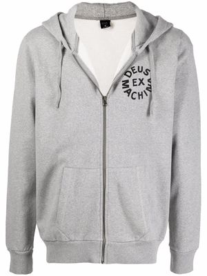 Deus Ex Machina logo-print zip-up hoodie - Grey