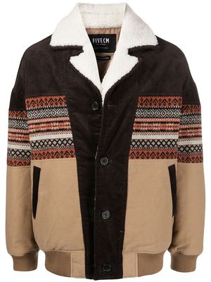 FIVE CM faux-fur lining button jacket - Brown