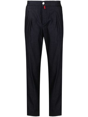 Kiton high-waisted tapered trousers - Blue