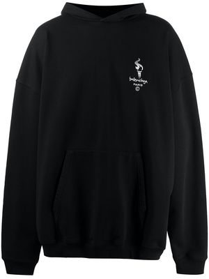 Balenciaga embroidered-logo oversize hoodie - Black