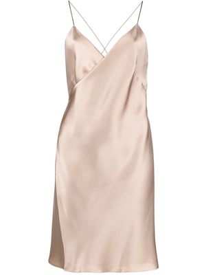 Michelle Mason wrap-front silk mini dress - Brown