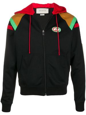 Gucci logo patch zipped hoodie - Black