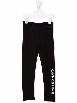 Calvin Klein Kids logo-print cotton leggings - Black