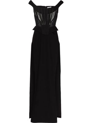 Mônot bustier side-slit gown - Black