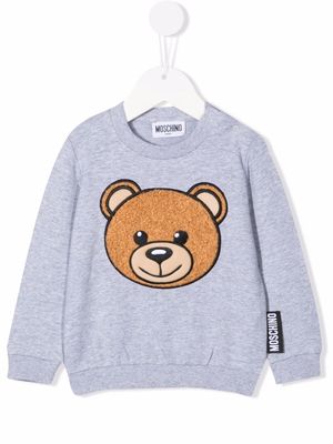 Moschino Kids Teddy Bear-motif cotton sweatshirt - Grey