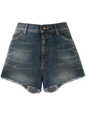 Saint Laurent high waisted denim shorts - Blue