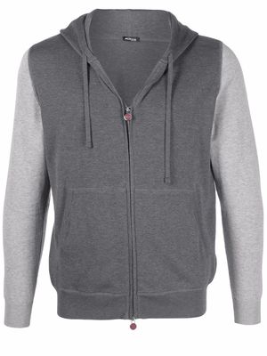 Kiton drawstring zip-up hoodie - Grey