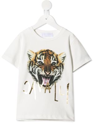Roberto Cavalli Junior tiger logo-print T-shirt - White