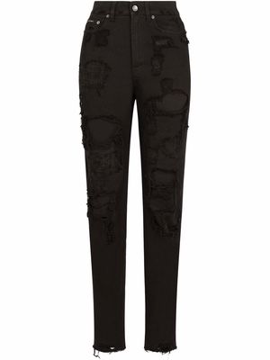 Dolce & Gabbana ripped-detail denim jeans - Black